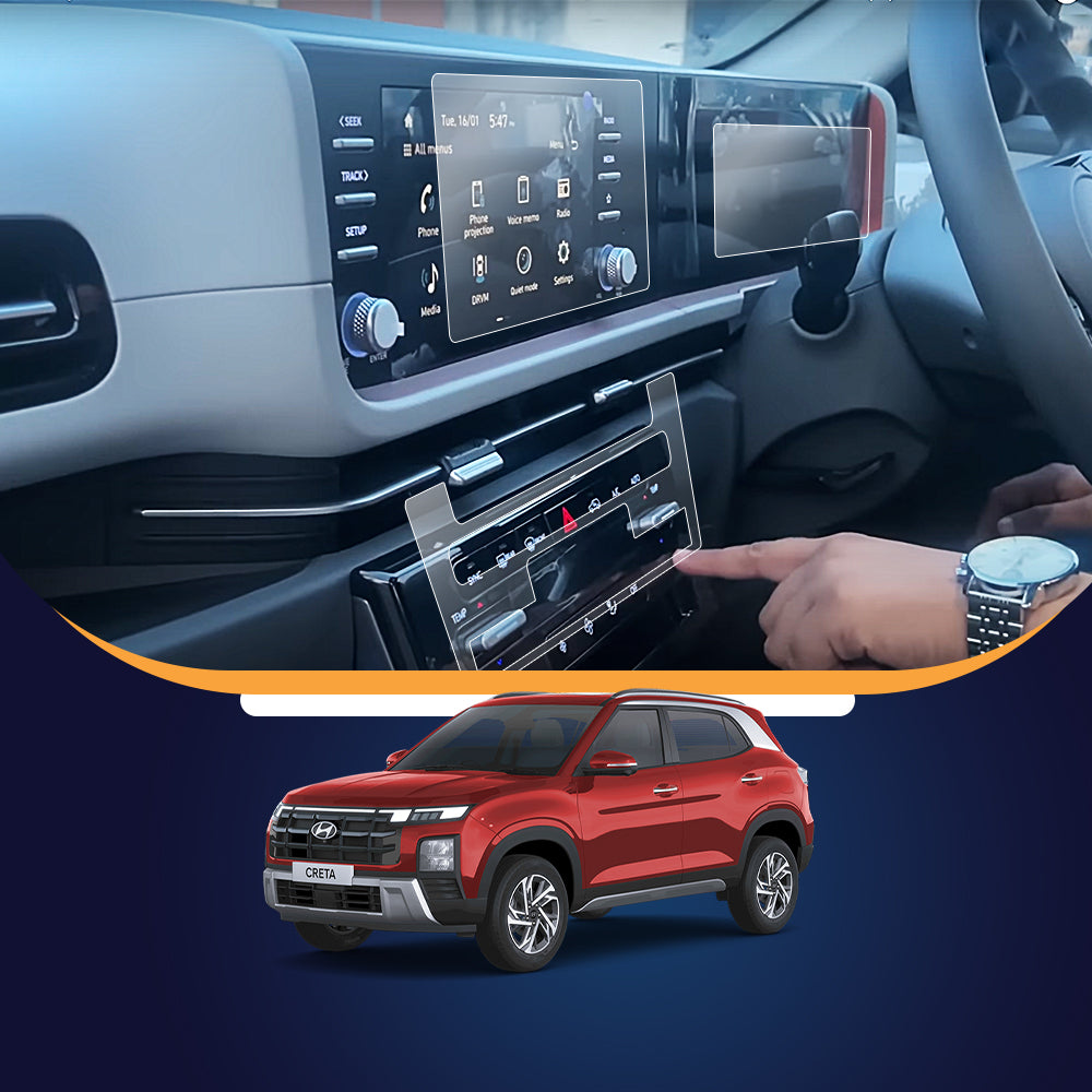 Hyundai Creta [2024] 8 inch infotainment, cluster and AC Panel Guard