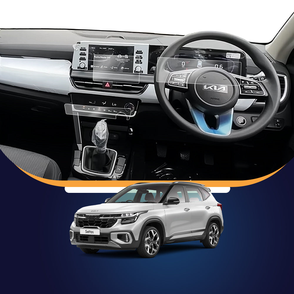 Kia Seltos 8 inch infotainment, cluster and AC Panel guard