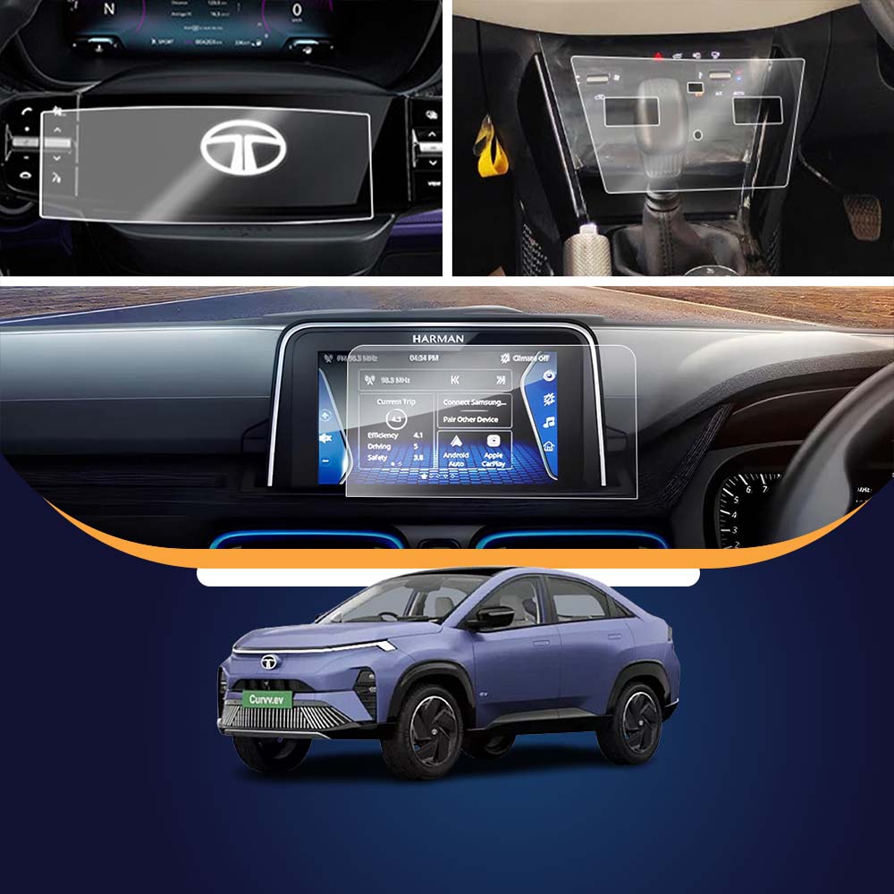 Tata Curvv EV 7 Inch Infotainment + Steering + AC Panel Screen Guard