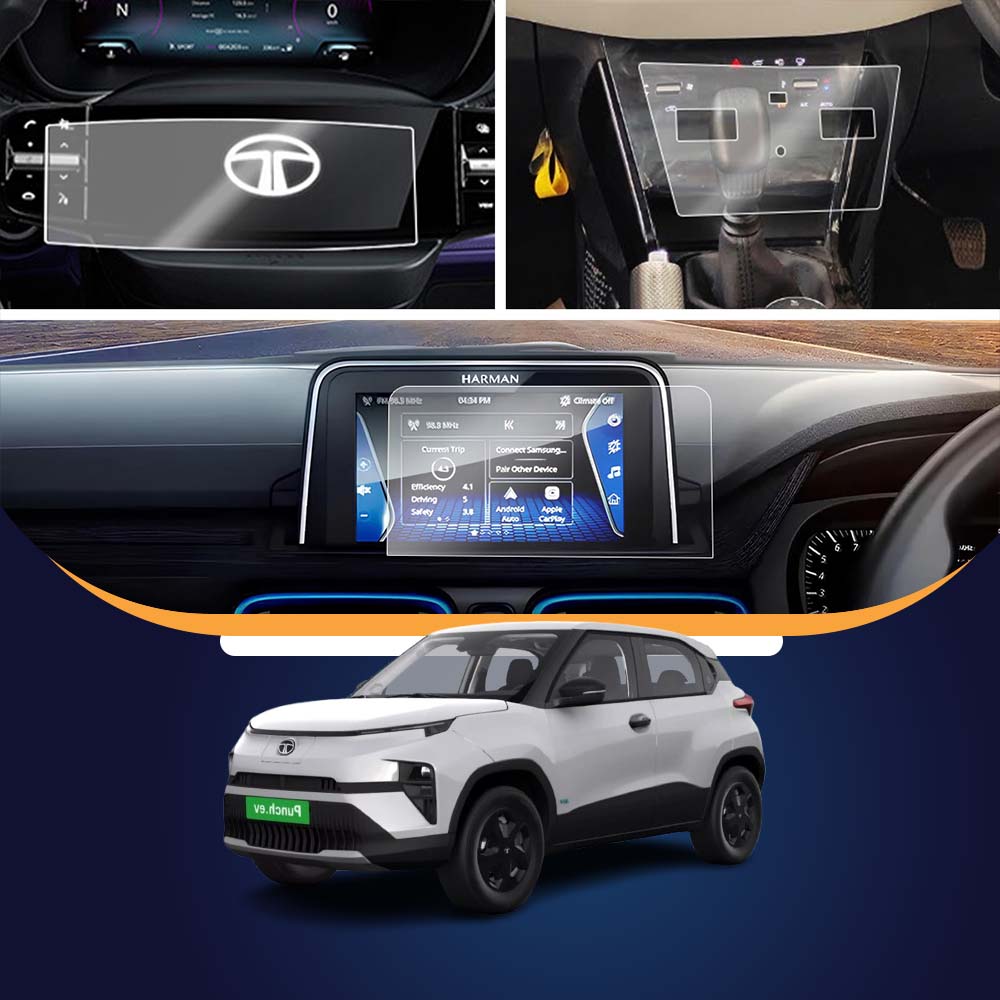 Tata Punch EV 7 Inch Infotainment + Steering + AC Panel Screen Guard