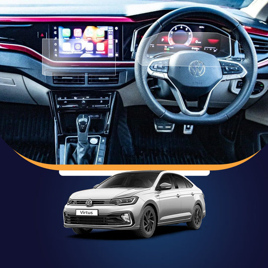 Volkswagen Virtus 10 inch infotainment with cluster guard