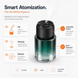 Smart atomization in three steps — fill, atomize, refresh — with a fine, quiet mist