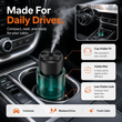 Diffuser in a car console during a daily drive, with a visible mist plume